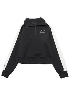 MLB SS24 纽约洋基队 学院风撞色立领宽松休闲半拉链卫衣 女款