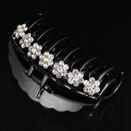 Korean-Style Double-Tooth Hair Clip, Large Size, Adult Hair Accessory, Rhinestone Hair Accessory, Elegant Ladylike Simple Ponytail Hair Clip