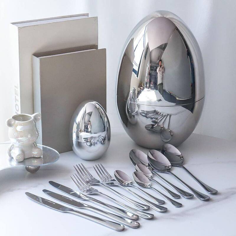 J High-End Edition Mood Egg 304 Stainless Steel Knife, Fork, Spoon 24-Piece Set Gift Tableware Set Big Silver Egg Golden Egg J High-End Edition Mood Egg 304 Stainless Steel Knife, Fork, Spoon 24-Piece Set Gift Tableware Set Big Silver Egg Golden Egg