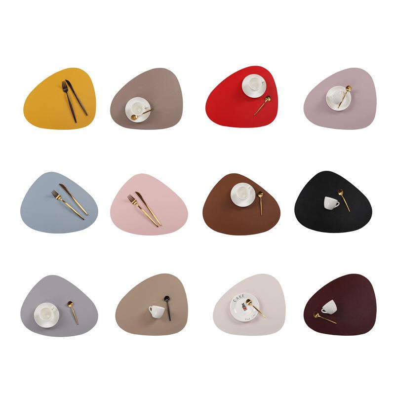 Nordic Style Leather Dining Table Mats, Household Western-Style Dining Mats, Waterproof and Oil-Proof Heat Insulation Mats, Creative Bowl Mats, Cup Mats, Plate Mats