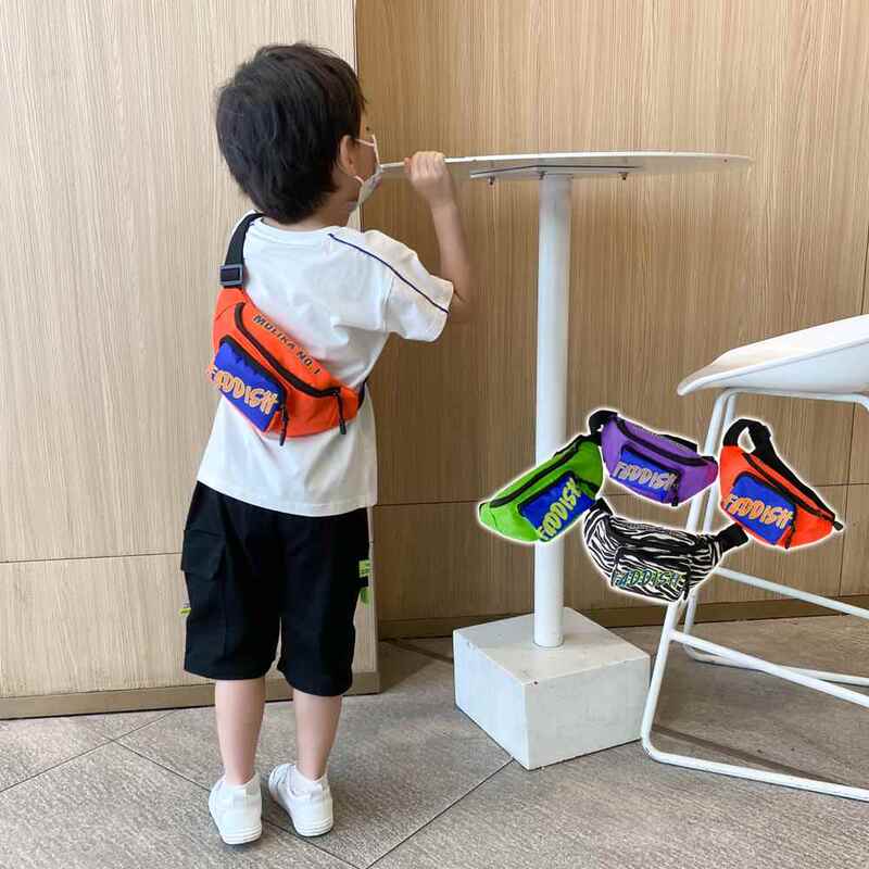Children's Small Bag, Fashionable Chest Bag, Trendy and Cool Single Shoulder Crossbody Bag for Boys, Canvas Waist Bag, Handsome Little Boy's Coin Purse