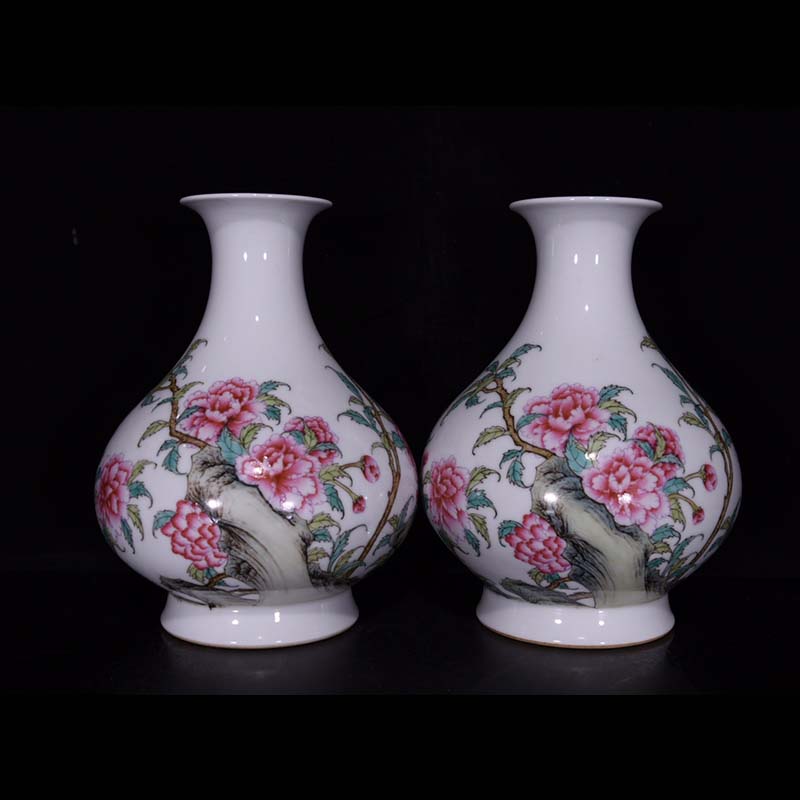 CQ2668 Qingqianlong style pastel flower pattern jade pot spring bottle