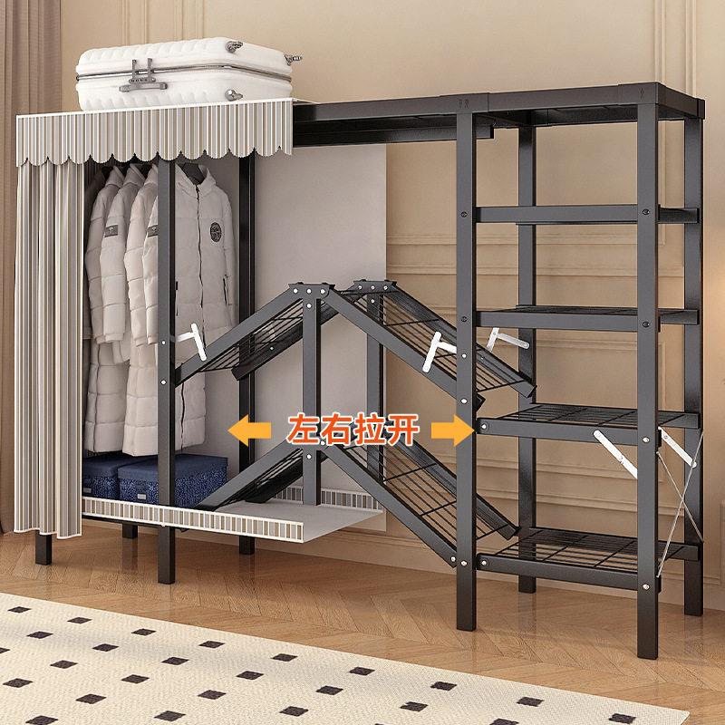 Factory Direct Sales 28mm Steel Pipe Thickened Foldable No-Installation Wardrobe Full Steel Frame Simple Fabric Wardrobe Factory Direct Sales 28mm Steel Pipe Thickened Foldable No-Installation Wardrobe Full Steel Frame Simple Fabric Wardrobe