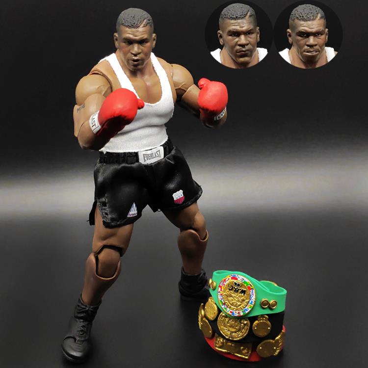 Boxing Champion Tyson Figure 1/12 Three-Head Sculpted Wrestler with Belt and Cape Movable Action Figure Model