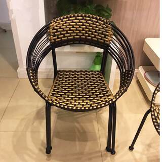Rattan Chair with Comfortable Backrest, Moon Chair, Woven Chair, Balcony Rattan Stool, Coffee Shop Leisure Chair, Modern