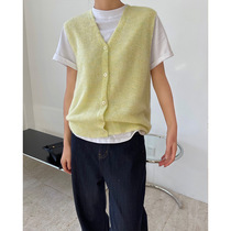 Spring new Korean style fashionable and fresh V-neck mohair knitted vest cardigan comfortable loose slimming top for women