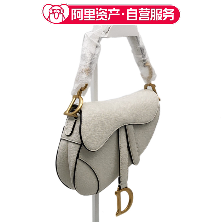 Brand New Dior Saddle Bag for Women, White Leather with Gold Buckle, Saddle Bag, Handbag, Underarm Bag