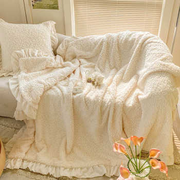 French lace cashmere blanket winter thickened warm sofa cover blanket fairy blanket casual blanket coral velvet blanket