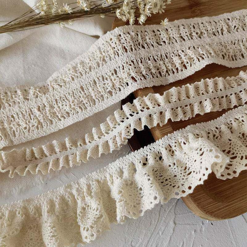 [Official Genuine Product] Elastic Lace Trim Beige Cotton Thread Edge Elastic Band Hollow Decoration Handmade DIY