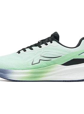 特步 影擎3.0 时尚舒适耐磨包裹性 低帮 休闲跑步鞋 男款 白绿色