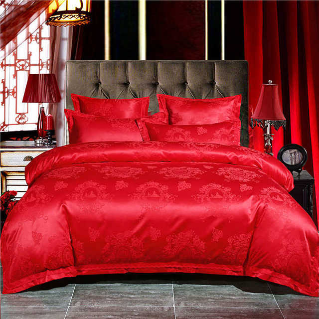 Little Sheep Home Textile Songxi Series Six-Piece Wedding Kit Quilt Cover Bed Sheet Jacquard Cotton Wedding Four-Piece Set 2m