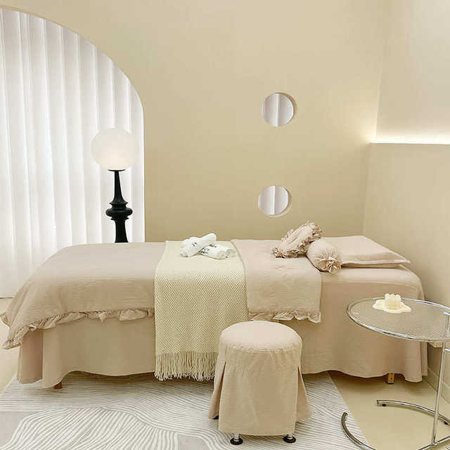 New spring and summer beauty bed cover four-piece set high-end light luxury solid color beauty salon special skin management special bed sheet