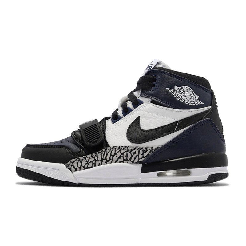 Jordan Legacy 312 合成革 运动舒适 高帮 儿童篮球鞋 黑蓝白