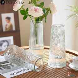 Glass Vase Decoration for Living Room, Modern and Simple, ins Style Flower Arrangement, High-End Bamboo Flowers, Transparent Water-Cultured Large Vase