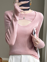 New worsted fine wool design niche hollow sweater for women spring and autumn style thin long-sleeved inner layering