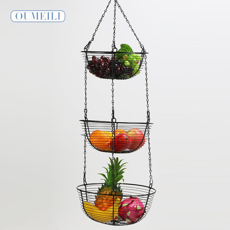 European-Style Wrought Iron Fruit Basket, Creative Three-Layer Detachable Fruit Bowl, Fruit Storage Basket, Fruit Cradle, Home Decoration