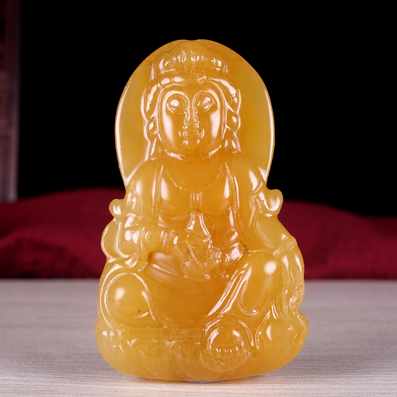 Off-store loss of three-dimensional degree Guanyin pendant full of yellow and old material 