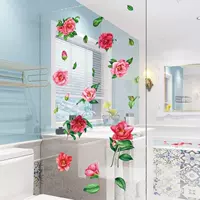 Красные цветы и зеленые листья в стиле бесплатного коллажа