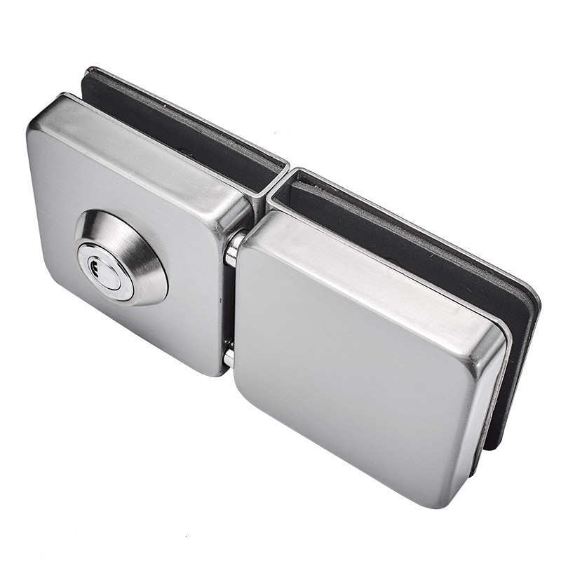Stainless Steel Glass Door Lock, Bolt Lock, Pillar-Type Square Lock, Non-Drilled Central Door Lock, Door Opening Lock