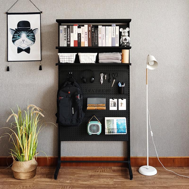 .Vertical perforated board storage rack floor-standing punch-free modern simple iron wall storage computer desk book