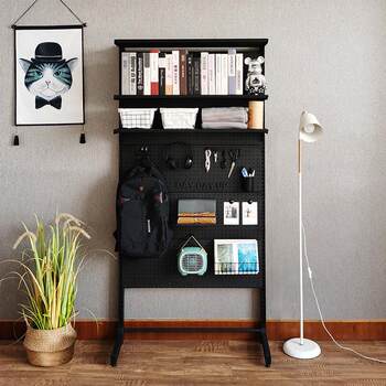 .vertical perforated board storage rack floor-standing punch-free modern simple iron wall storage computer desk book