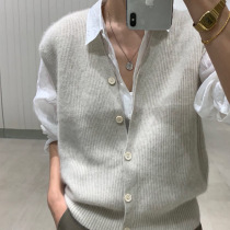 Early Spring Wool Vest Womens 2024 New Knitted Jacket Loose Cardigan 100 Waistcoat Stacked Cashmere Outerwear
