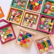 Koreas new cute jelly bean hairpin childrens cartoon character animal shape hairpin set parent-child style hollow clip