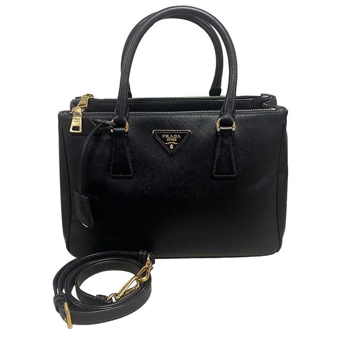 [95% New] Prada Classic Cross Pattern Cowhide Leather Handbag Women's Handheld Shoulder Bag Authentic