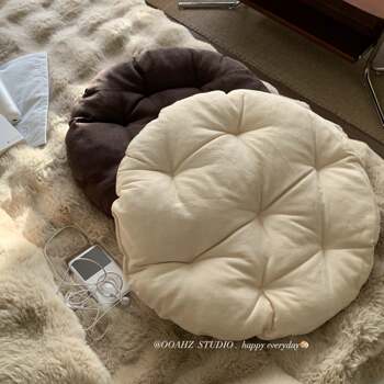 Danish biscuit ~ linen round futon cushion thick cushion pillow tatami meditation bay window yoga floor mat