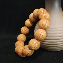 Wild peach core hand-polished perfect round light beads bracelet handle bracelet peach walnut round beads Buddhist beads rosary couple model