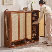 Shoe rack for home entrance multi-layer dustproof shoe cabinet indoor entrance large capacity storage solid wood simple shoe cabinet Nanzhu