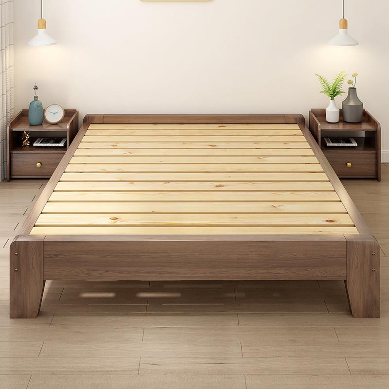 Tatami Bed Frame with a Pull-Out Cover, Solid Wood, Suitable for Small Apartments, Can Be Combined as a Family Bed, Master Bedroom Large Bed, Modern and Simple, Without a Headboard