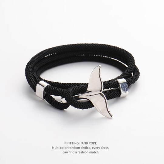 Whale Tail Bracelet for Men, Anchor Navy Bracelet for Women, ins Niche Design Braided Rope, Trendy Red Rope for Men, Simple Couple Bracelet