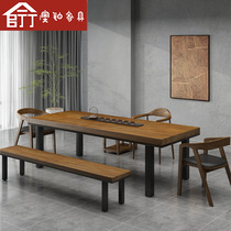 Aubo new Chinese style solid wood large board tea table complete set of home kung fu tea table office zen tea table and chair combination