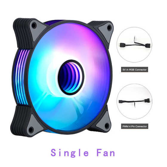 팬 신성한 가벼운 Argb 동기 영화 온도 제어 냉각 argB 섀시 무음 섬유 섀시 팬 5v3pin 컴퓨터