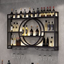 Bar wine rack wrought iron wine cabinet wall-mounted storage rack red wine display cabinet living room bar restaurant decoration