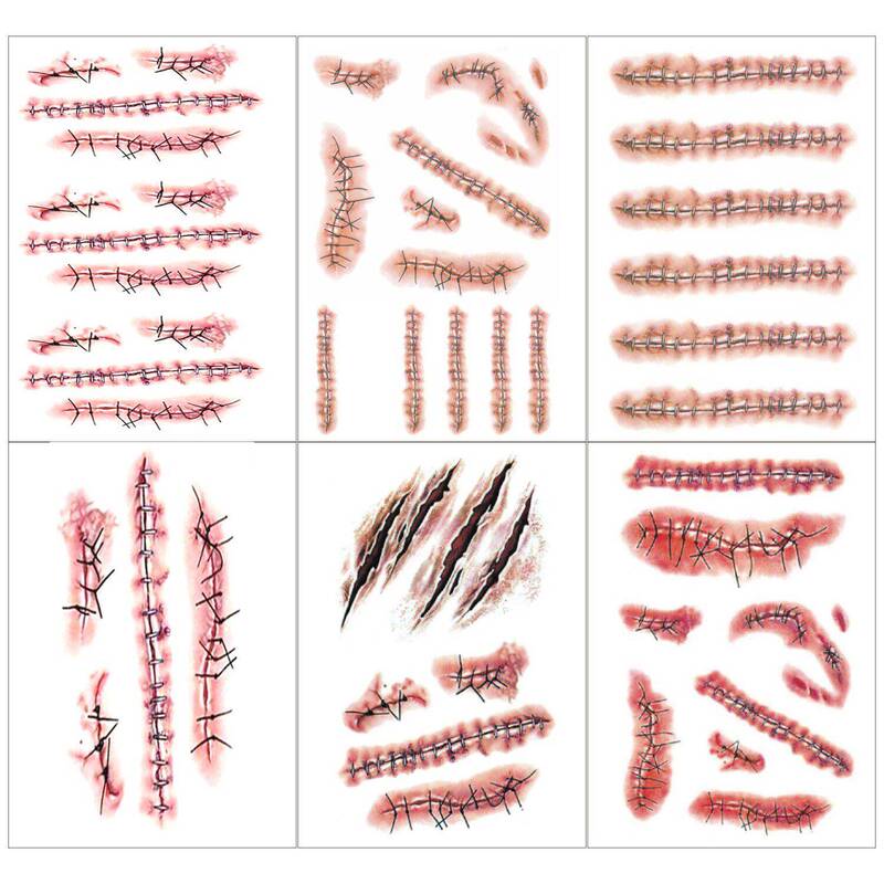 Scar Simulation Stickers, Realistic Tattoo Stickers, Realistic Wrist Stitch Wound Horror Prank Halloween Tattoo Stickers Scar Simulation Stickers, Realistic Tattoo Stickers, Realistic Wrist Stitch Wound Horror Prank Halloween Tattoo Stickers