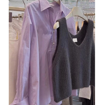 Angry Tweet Close your eyes and enter ~ 2023 new autumn gray v-neck pullover sweater vest women’s shirt two-piece set