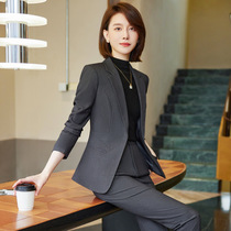 24-year-old gray suit jacket womens spring and autumn sense of temperament hotel manager work clothes professional wear formal suit