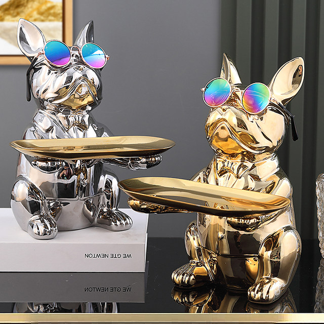 Entrance key storage ornaments shoe cabinet storage rack creative modern light luxury living room dog tray ceramic decoration