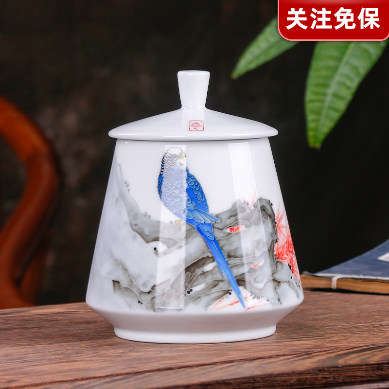 Chinese Arts and Crafts Master Deng Wenke Disciple Provincial Arts and Crafts Artist Zhang Shan Hand-painted Tea Caddy YXC088