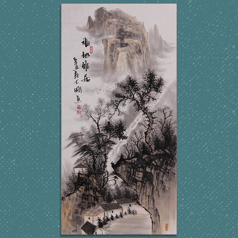 Sun Dagang Fuji's Curry Three-feet Write a Landscape National Painting Collection Sent Gift for the Living in the Living Room Office