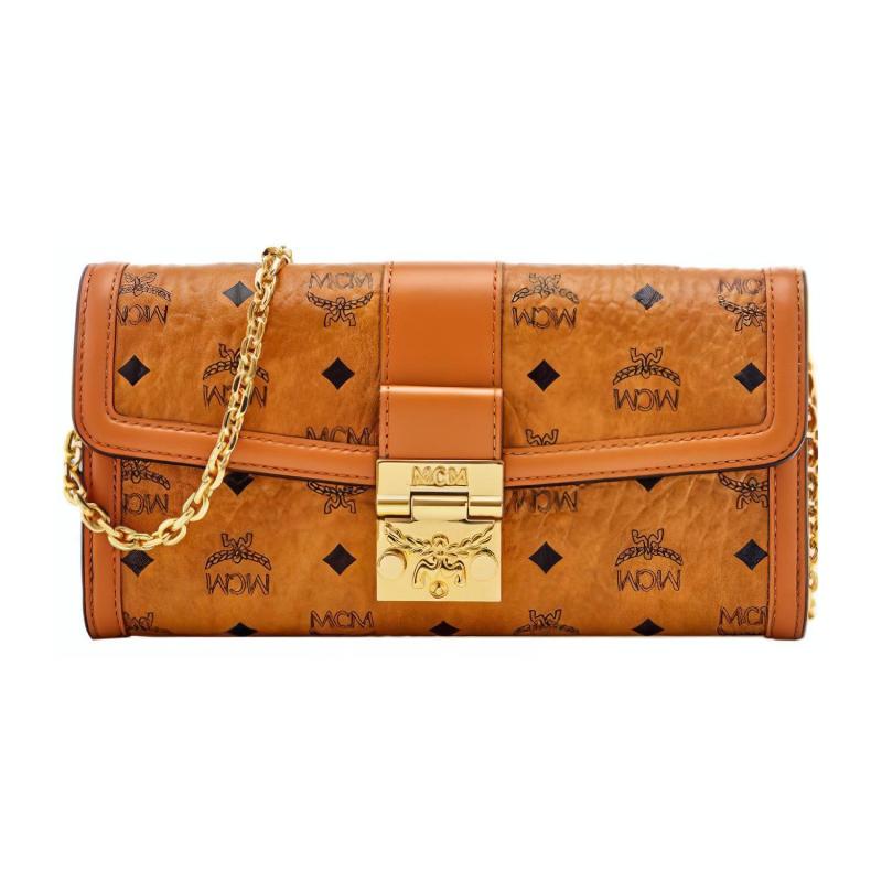 Unused Mcm Tracy Visetos Coated Canvas with Leather Brown Women's Large Chain Wallet Unused Mcm Tracy Visetos Coated Canvas with Leather Brown Women's Large Chain Wallet