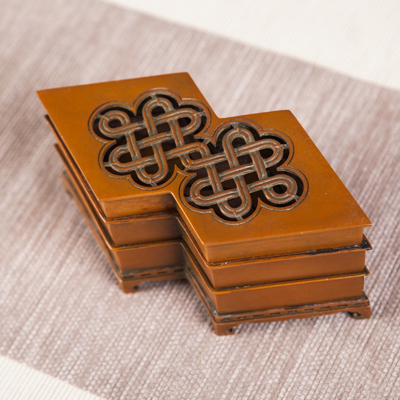 Plate long pattern printed incense burner non-genetic successor Master Chen Qiaosheng Suzhou Qiaosheng burner copper burner incense burner