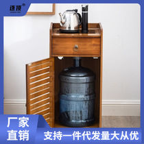 Mobile small tea shop with solid wood tea table side cabinet kettle integrated tea table tea cabinet tea set storage shelf