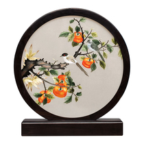 Suzhou embroidery pure hand embroidery purple sandalwood double-sided embroidery ornaments Autumn Fruits creative Chinese style craft ornaments