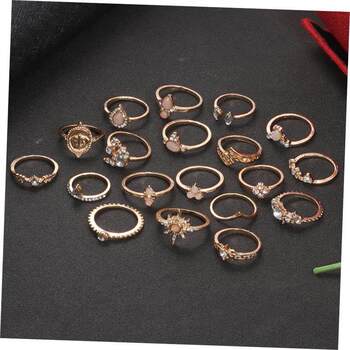 Diamond joint ring retro european american diamond joint ring 19-piece