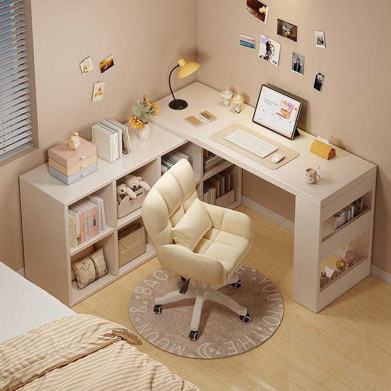 Laptop Stand, Computer Desk Corner, Home Bookshelf Integrated Desk, Girls' Bedroom L-Shaped Study Desk, Extendable