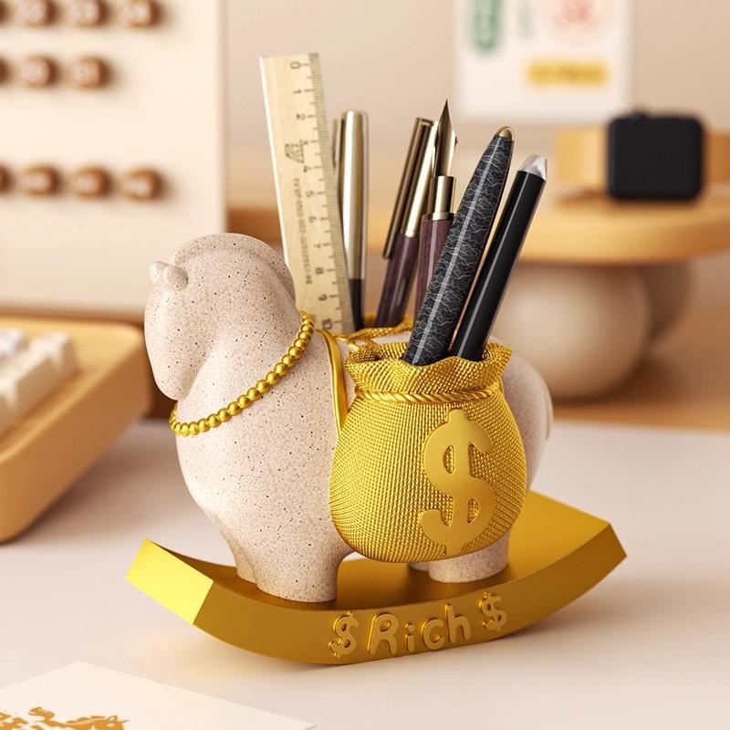 Money-Boosting Creative Pen Holder, Office Desk Decoration, Wealth-Attracting Small Gift, Workstation Mood-Stabilizing Gadget