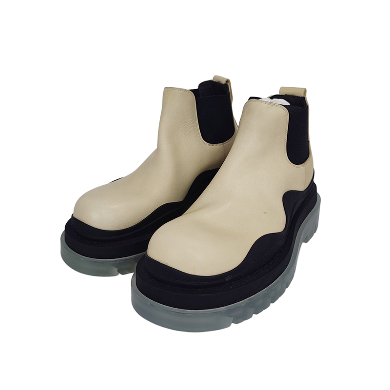 Special Offer Bv Bottega Veneta Tire First-Layer Cowhide Round-Toe Chelsea Boots Yellow Size 39 2226-202